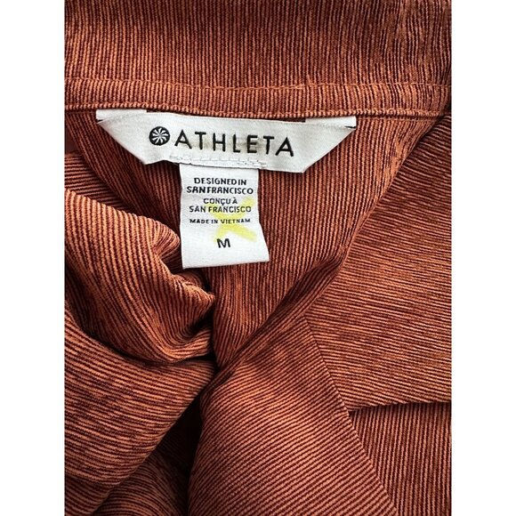 NWT Athleta Echo Top Button Quick Dry Breathable Boxy Retro 70s Burnt Orange - Picture 7 of 14